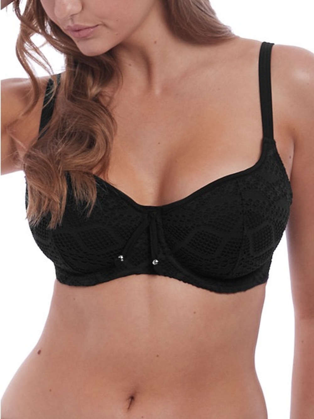 FREYA SUNDANCE Sweetheart Padded Bikini Top Black SIZE 38DDD wired NEW